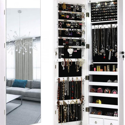 DREAMADE Jewelry Armoire Over The Door Mirror Jewelry Cabinet
