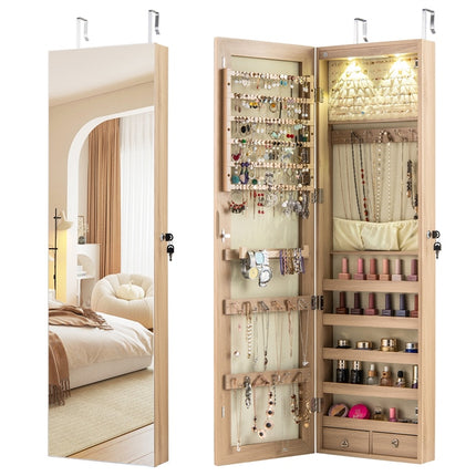 DREAMADE Jewelry Armoire Over The Door Mirror Jewelry Cabinet