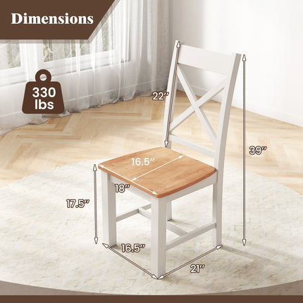 Dreamade Wooden Dining Chairs Set, Farmhouse Kitchen Chairs with High Cross Back, Rubber Wood Frame