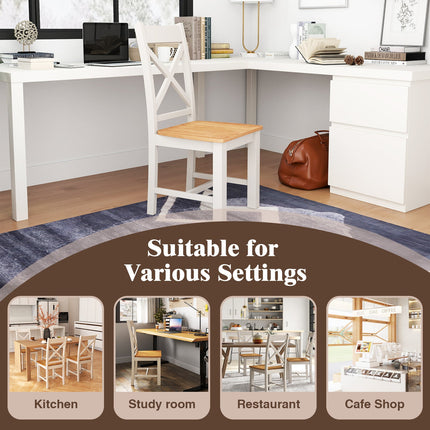 Dreamade Wooden Dining Chairs Set, Farmhouse Kitchen Chairs with High Cross Back, Rubber Wood Frame