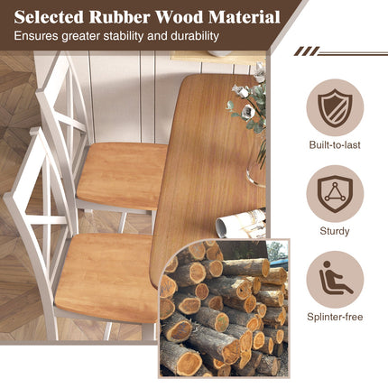 Dreamade Wooden Dining Chairs Set, Farmhouse Kitchen Chairs with High Cross Back, Rubber Wood Frame