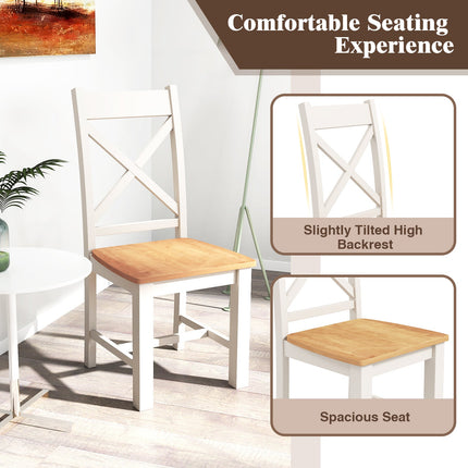 Dreamade Wooden Dining Chairs Set, Farmhouse Kitchen Chairs with High Cross Back, Rubber Wood Frame