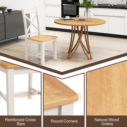 Dreamade Wooden Dining Chairs Set, Farmhouse Kitchen Chairs with High Cross Back, Rubber Wood Frame