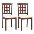 Dreamade Wooden Dining Chair, Linen Fabric Padded Kitchen Chairs