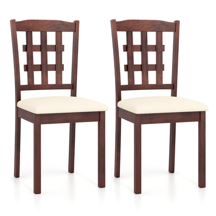 Dreamade Wooden Dining Chair, Linen Fabric Padded Kitchen Chairs