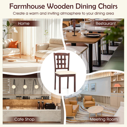 Dreamade Wooden Dining Chair, Linen Fabric Padded Kitchen Chairs