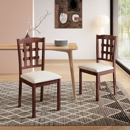 Dreamade Wooden Dining Chair, Linen Fabric Padded Kitchen Chairs