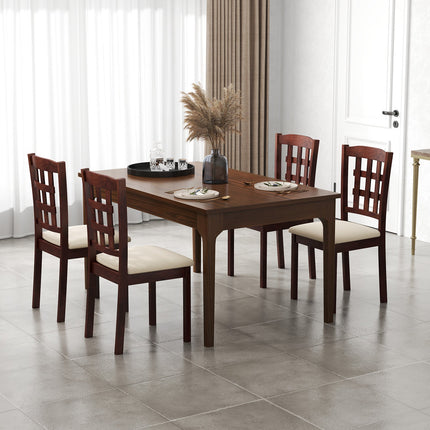 Dreamade Wooden Dining Chair, Linen Fabric Padded Kitchen Chairs