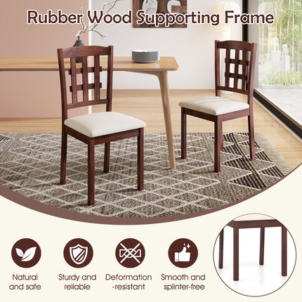 Dreamade Wooden Dining Chair, Linen Fabric Padded Kitchen Chairs