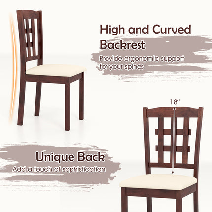 Dreamade Wooden Dining Chair, Linen Fabric Padded Kitchen Chairs