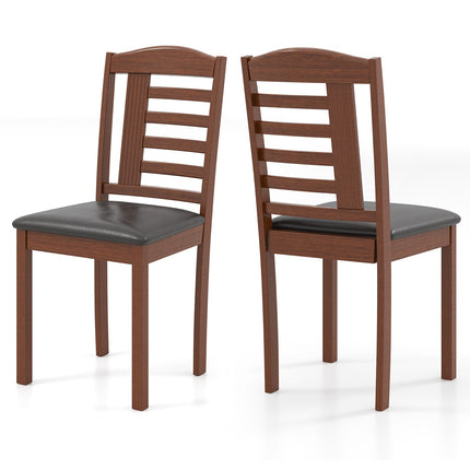 Dreamade Wooden Dining Chair, PU Leather Upholstered Kitchen Chairs w/Padded Seat