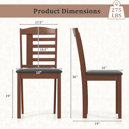 Dreamade Wooden Dining Chair, PU Leather Upholstered Kitchen Chairs w/Padded Seat