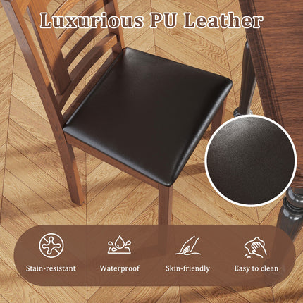 Dreamade Wooden Dining Chair, PU Leather Upholstered Kitchen Chairs w/Padded Seat
