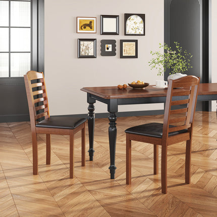Dreamade Wooden Dining Chair, PU Leather Upholstered Kitchen Chairs w/Padded Seat