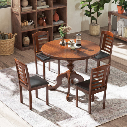 Dreamade Wooden Dining Chair, PU Leather Upholstered Kitchen Chairs w/Padded Seat