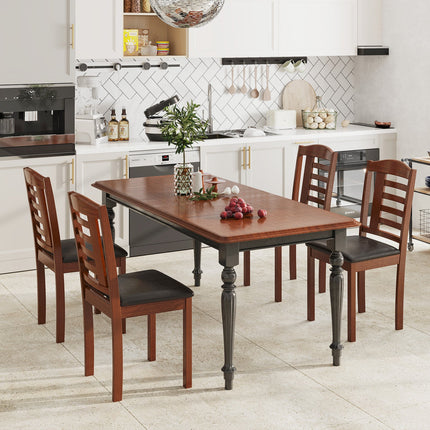 Dreamade Wooden Dining Chair, PU Leather Upholstered Kitchen Chairs w/Padded Seat