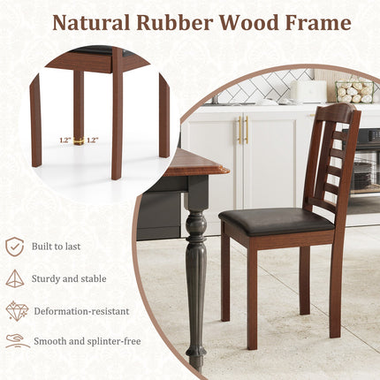 Dreamade Wooden Dining Chair, PU Leather Upholstered Kitchen Chairs w/Padded Seat