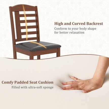 Dreamade Wooden Dining Chair, PU Leather Upholstered Kitchen Chairs w/Padded Seat