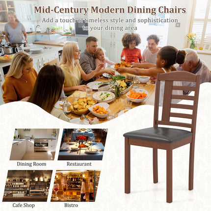 Dreamade Wooden Dining Chair, PU Leather Upholstered Kitchen Chairs w/Padded Seat