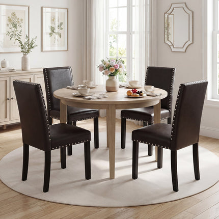 Dreamade Dining Chairs Set of 2/4 with Solid Rubber & Bent Wood Legs