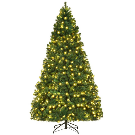 Pre-Lit PVC Artificial Christmas Tree Auto-Spread/Close up Premium Spruce Hinged