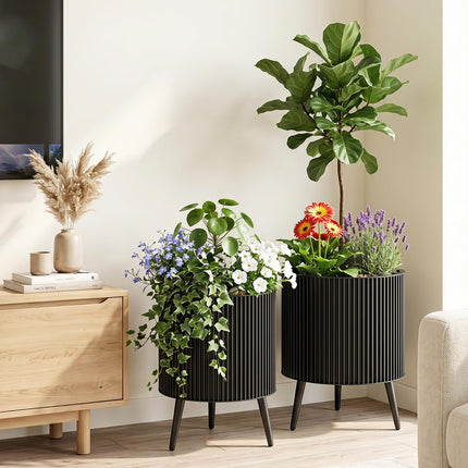 Dreamade Set of 2 Flower Pots with Stand with Drainage Holes