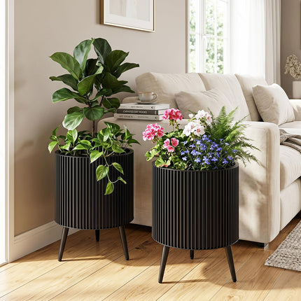 Dreamade Set of 2 Flower Pots with Stand with Drainage Holes