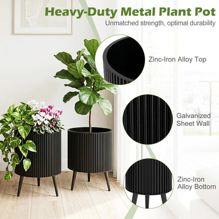 Dreamade Set of 2 Flower Pots with Stand with Drainage Holes