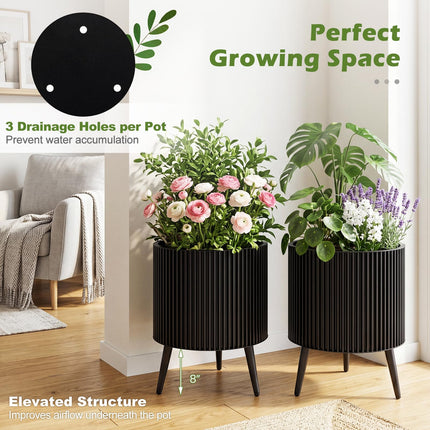 Dreamade Set of 2 Flower Pots with Stand with Drainage Holes