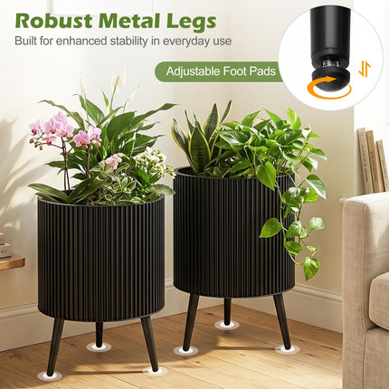 Dreamade Set of 2 Flower Pots with Stand with Drainage Holes
