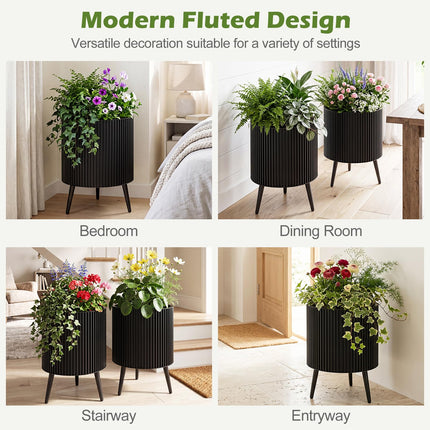 Dreamade Set of 2 Flower Pots with Stand with Drainage Holes
