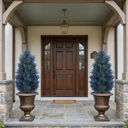 Dreamade 2 Pack Artificial Lavender/Cypress Topiary Trees with Ground Spikes