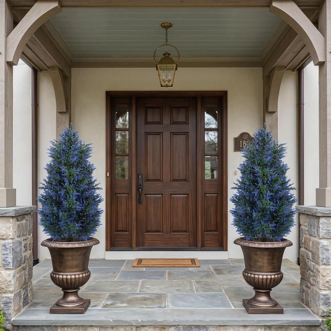 Dreamade 2 Pack Artificial Lavender/Cypress Topiary Trees with Ground Spikes