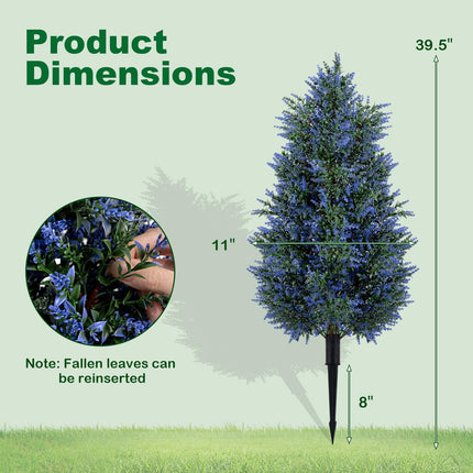 Dreamade 2 Pack Artificial Lavender/Cypress Topiary Trees with Ground Spikes