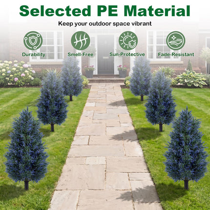Dreamade 2 Pack Artificial Lavender/Cypress Topiary Trees with Ground Spikes