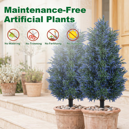 Dreamade 2 Pack Artificial Lavender/Cypress Topiary Trees with Ground Spikes