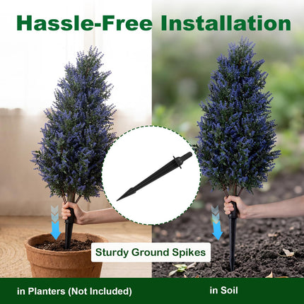Dreamade 2 Pack Artificial Lavender/Cypress Topiary Trees with Ground Spikes