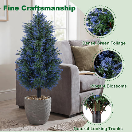 Dreamade 2 Pack Artificial Lavender/Cypress Topiary Trees with Ground Spikes