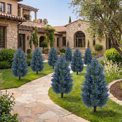 Dreamade 2 Pack Artificial Lavender/Cypress Topiary Trees with Ground Spikes