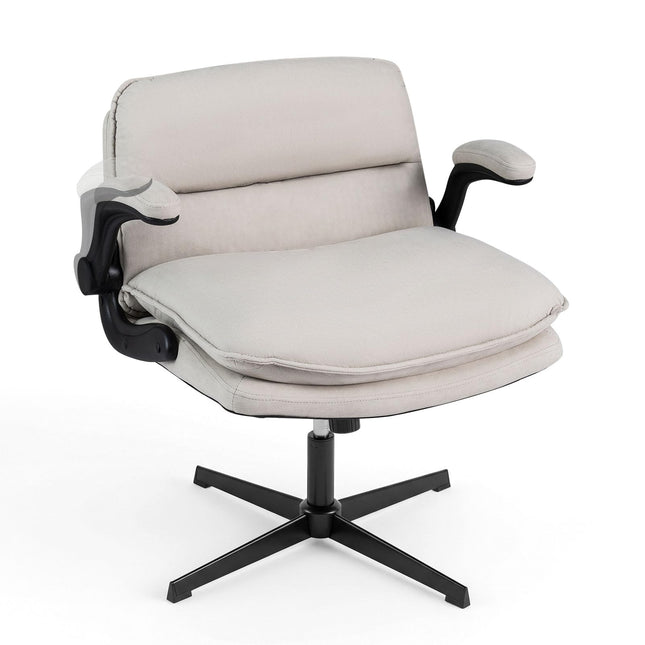 Dreamade Ergonomic Cross Legged Office Desk Chair w/Wide Thick Padded Seat