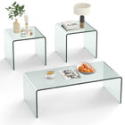 Dreamade Tempered Glass Coffee Table Set of 3 with Round Edges No Assembly Needed