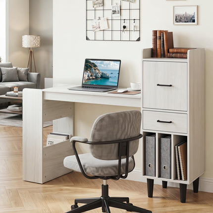 Dreamade Modern Computer Desk with Side Storage Shelves