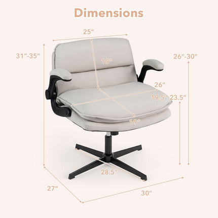 Dreamade Ergonomic Cross Legged Office Desk Chair w/Wide Thick Padded Seat