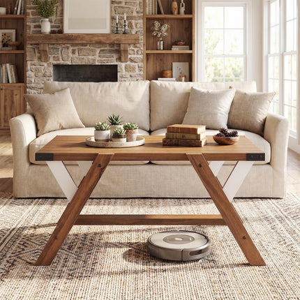 Dreamade 35.5" Farmhouse Coffee Table with Decorative Nailhead Accents & Robust Frame