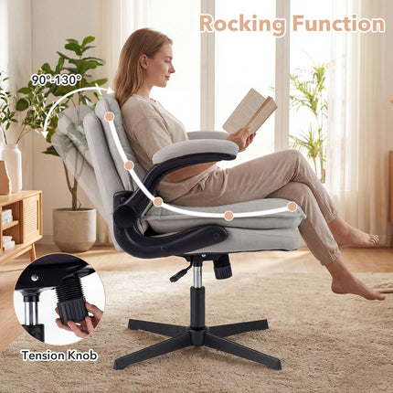 Dreamade Ergonomic Cross Legged Office Desk Chair w/Wide Thick Padded Seat