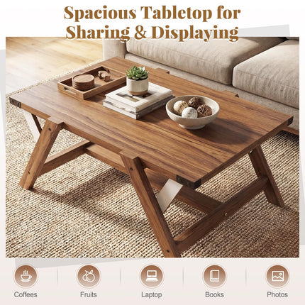 Dreamade 35.5" Farmhouse Coffee Table with Decorative Nailhead Accents & Robust Frame