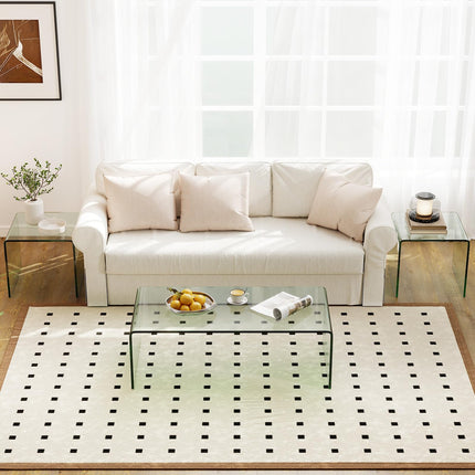 Dreamade Tempered Glass Coffee Table Set of 3 with Round Edges No Assembly Needed