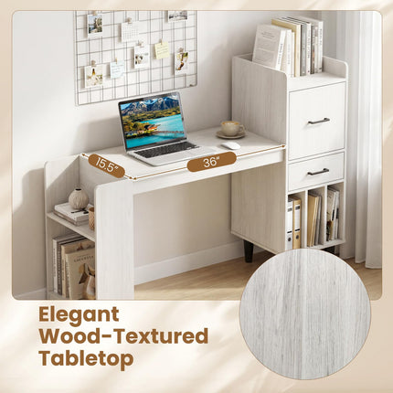Dreamade Modern Computer Desk with Side Storage Shelves