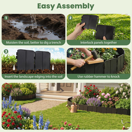 Dreamade 70 Pcs Garden Landscape Edging Border with Interlocking Panels