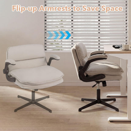 Dreamade Ergonomic Cross Legged Office Desk Chair w/Wide Thick Padded Seat